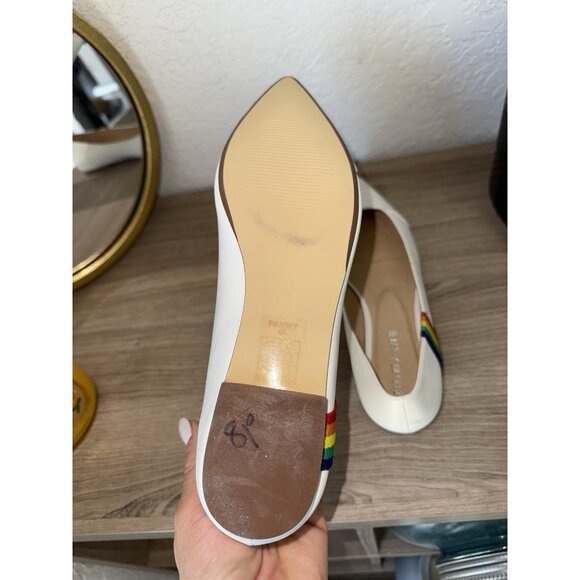 Chelsea Crew- White With Rainbows- Size 40 Pammy Rainbow Ballet Flats Leather - Picture 7 of 7